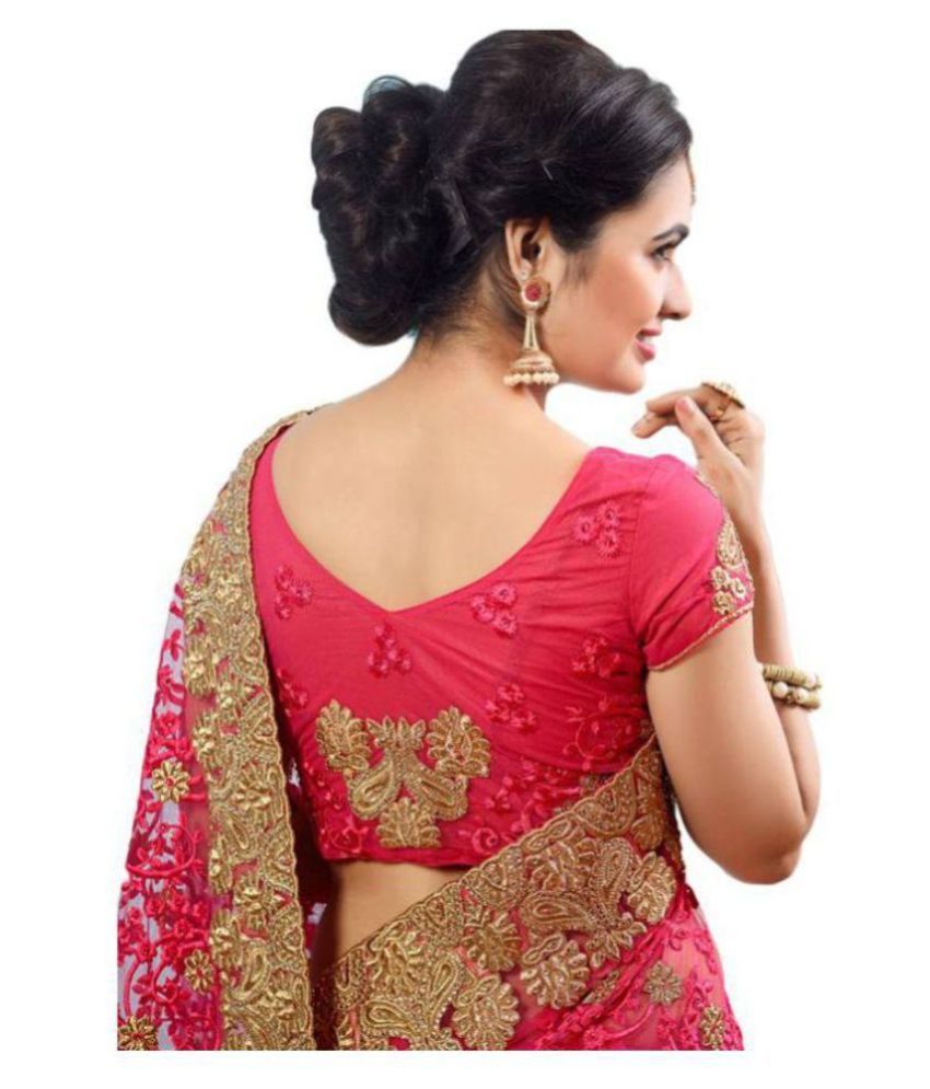 Designer Bahu Pink Net Saree Buy Designer Bahu Pink Net Saree Online