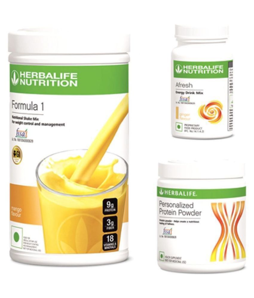     			Herbalife F1 Shake Mango + Protein Powder 200 gm + Afresh Drink Ginger 50 gm Pack of 3 750 gm