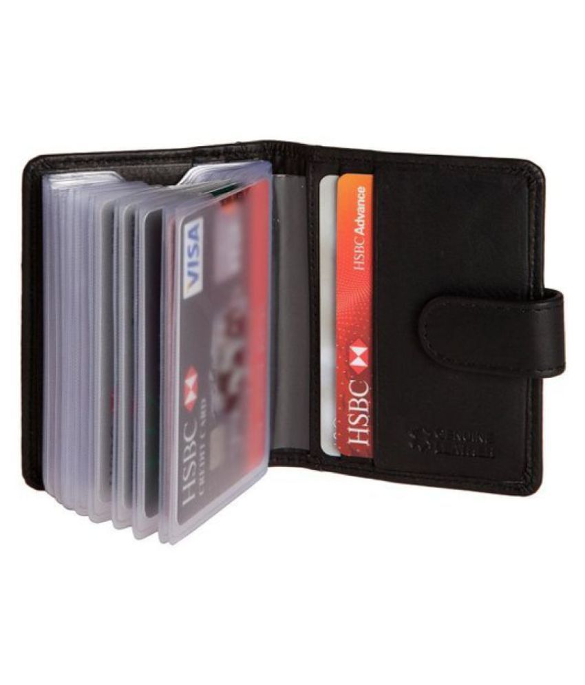    			Hide&Sleek RFID Genuine Soft Leather 20 Card Holder Wallet (Black)