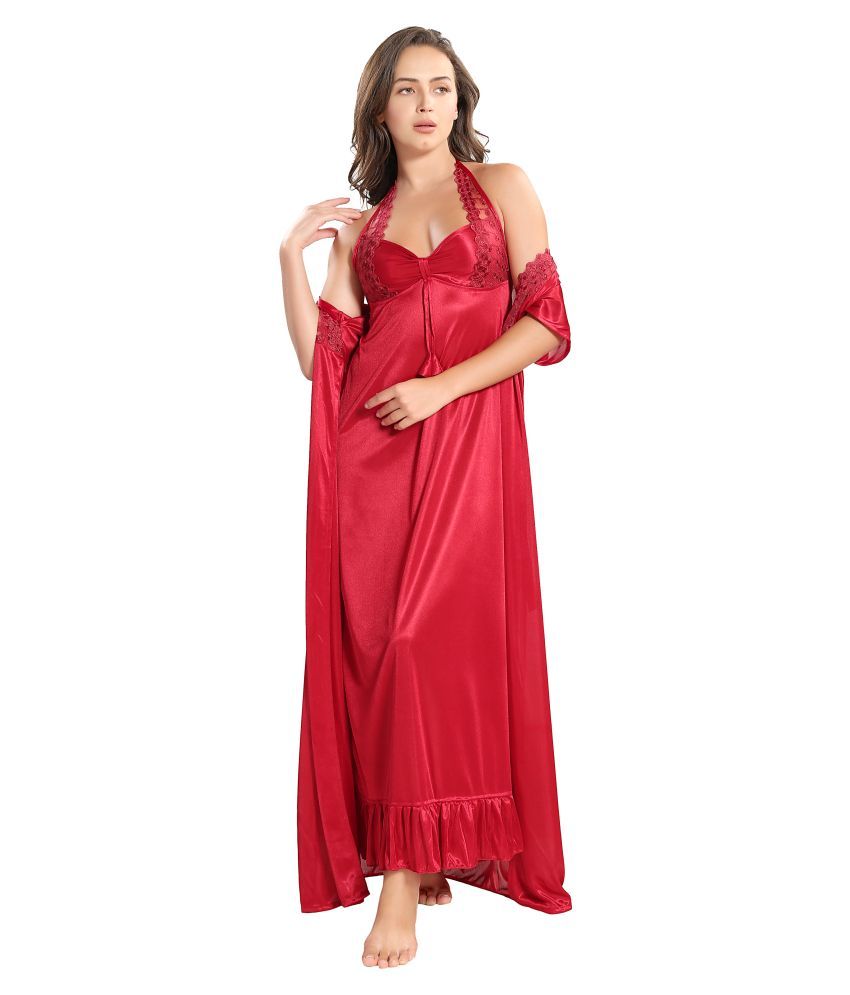     			Reposey Satin Nighty & Night Gowns - Maroon