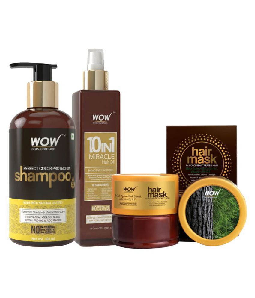 WOW Skin Science Color Protection Hair Care Kit : Perfect Colour Shampoo  300mL + Color Protect Hair Mask 200mL + 10 in 1 Miracle Hair Oil 200mL: Buy  WOW Skin Science Color