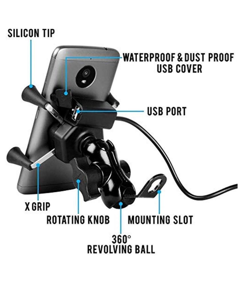 bike mobile holder with charger waterproof