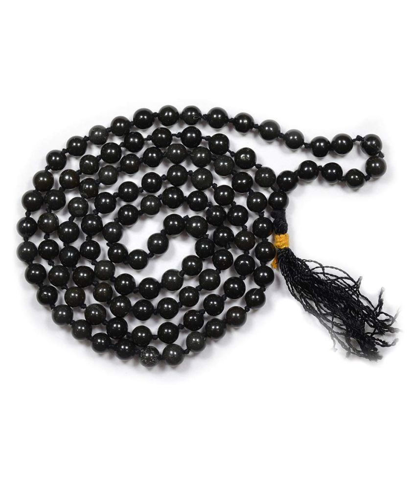 Kanha Ji Creations Natural Black Agate Mala 100% Natural Kali Bhairav ...