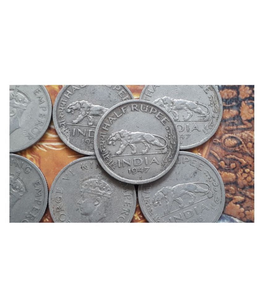 50 Coins Lot Rupee George Vi 1946 1947 Nickel 5 8 G O 24 Mm Tiger Circulated Condition Buy 50 Coins Lot Rupee George