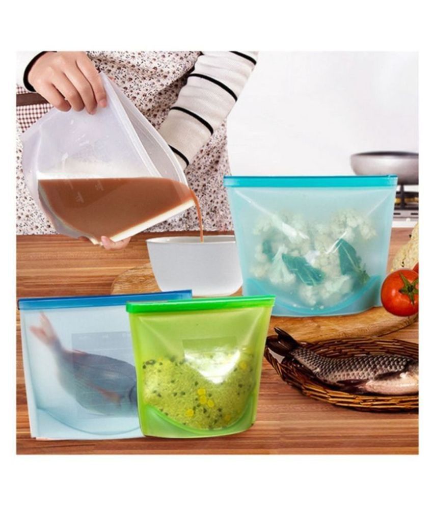 HARISWARUP Reusable Washable Leakproof Silicone Food Storage Bags/Food ...