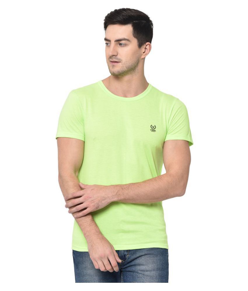     			Vimal Jonney Cotton Blend Green Solids T-Shirt