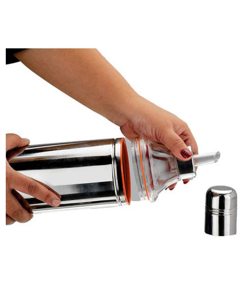 Leak Proof Stainless Steel Oil Dispenser Oil Pot, 800 ML, Silver, 1
