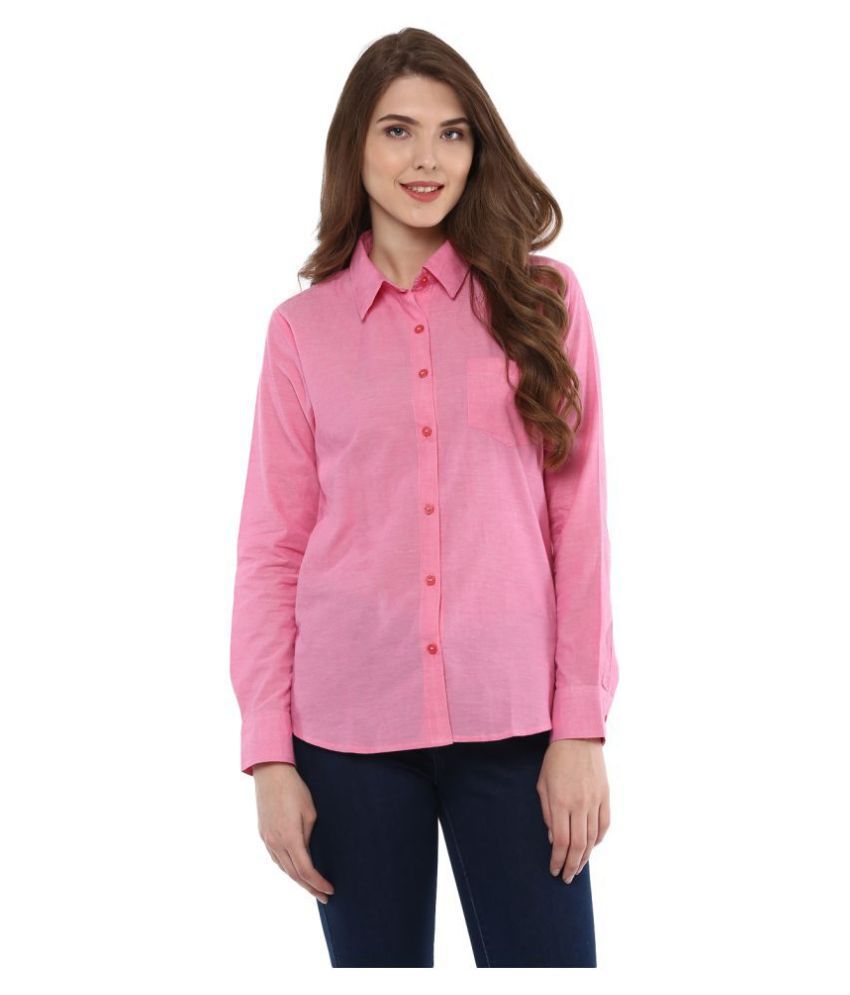 pink cotton shirt ladies