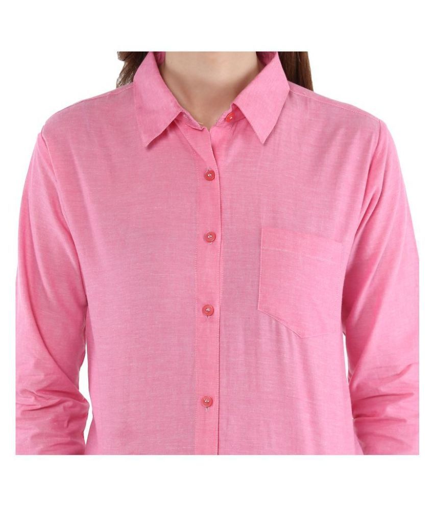 pink cotton shirt ladies