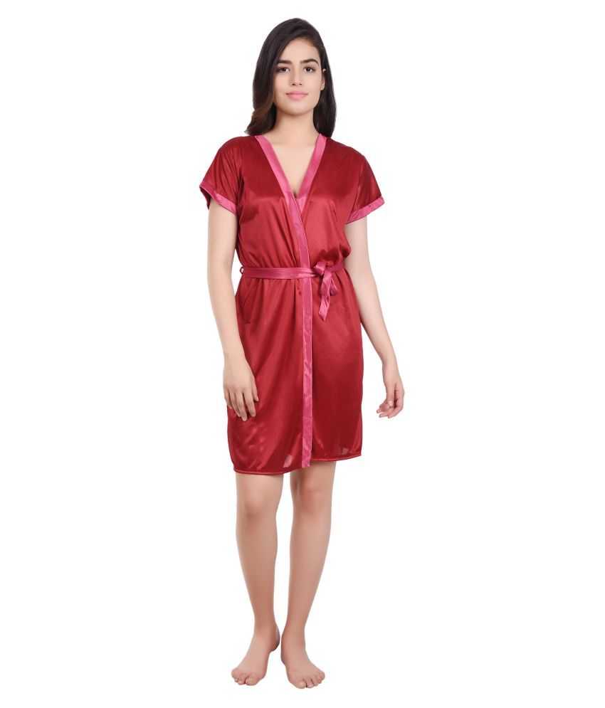 silk maroon robe