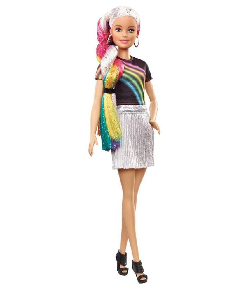 rainbow sparkle barbie head