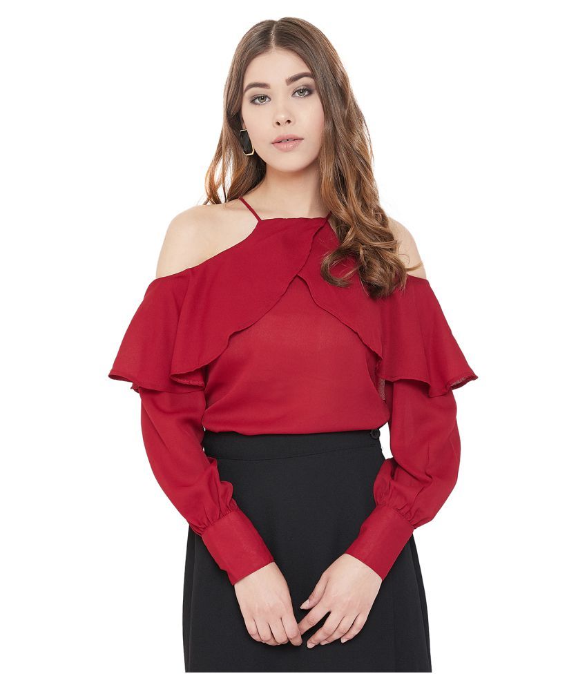     			Purys Polyester Regular Tops - Maroon