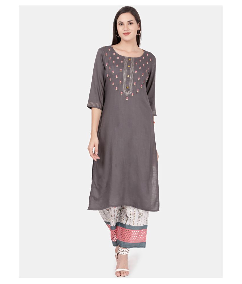     			Alena Rayon Kurti With Palazzo - Stitched Suit