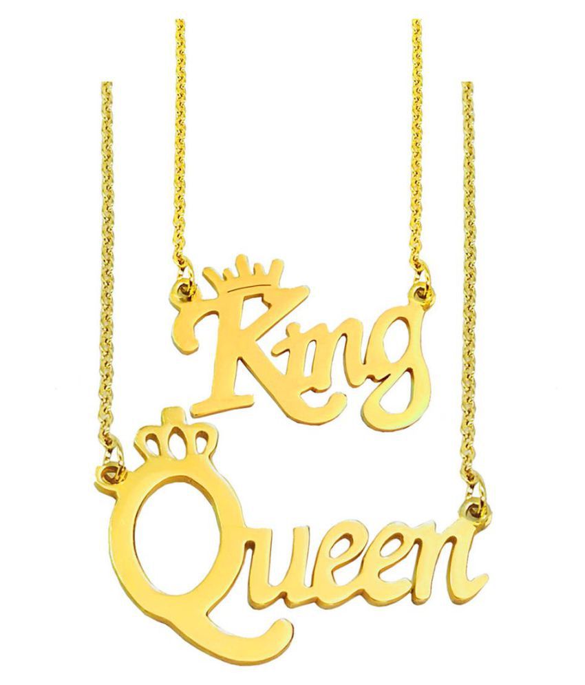Men Style Valentine Gift Couple King Queen Letter Gold Stainless Steel Necklace Pendant Buy Men Style Valentine Gift Couple King Queen Letter Gold Stainless Steel Necklace Pendant Online In India On Snapdeal