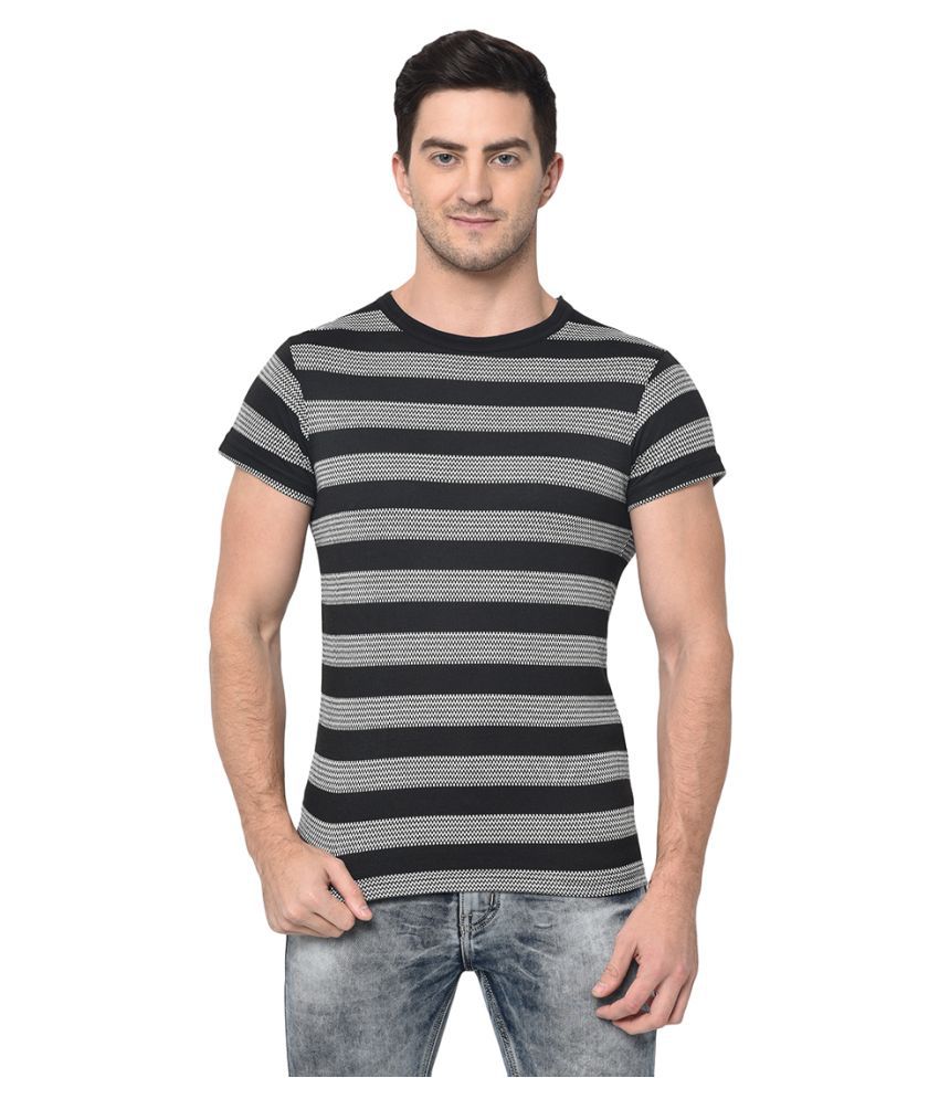     			Vimal Jonney Cotton Blend Black Striper T-Shirt