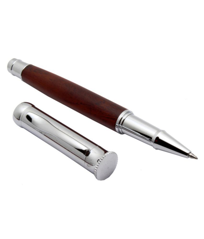     			Luxury Gift Elegant Wood Roller Pen With Stylish Steel Silver Cap