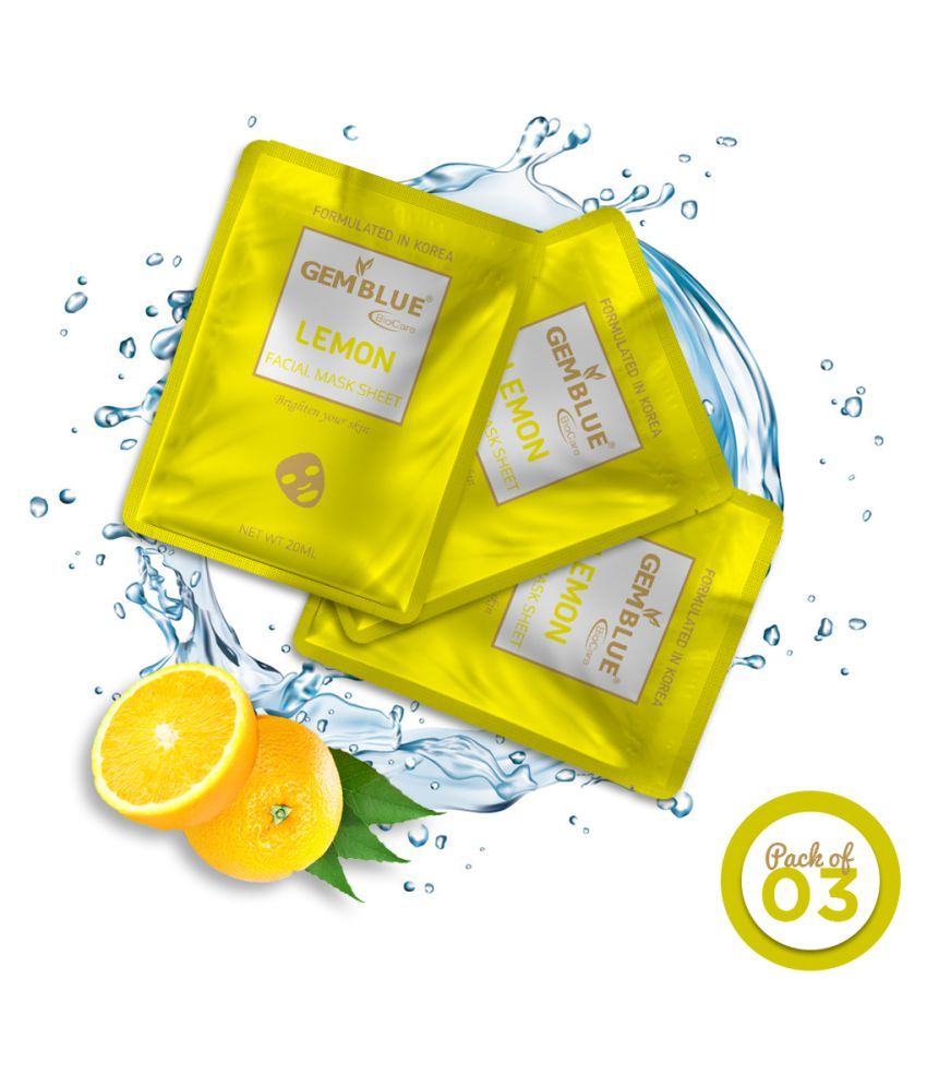     			gemblue biocare Lemon Facial Face Sheet Mask 20 ml Pack of 3