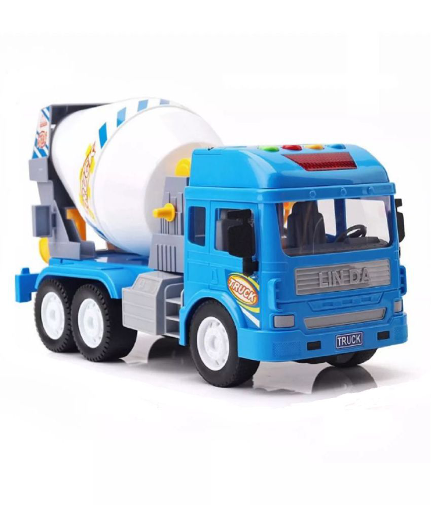 Friction Powered Cement Mixer Truck Toy with Lights and Sound Scale 1:18 