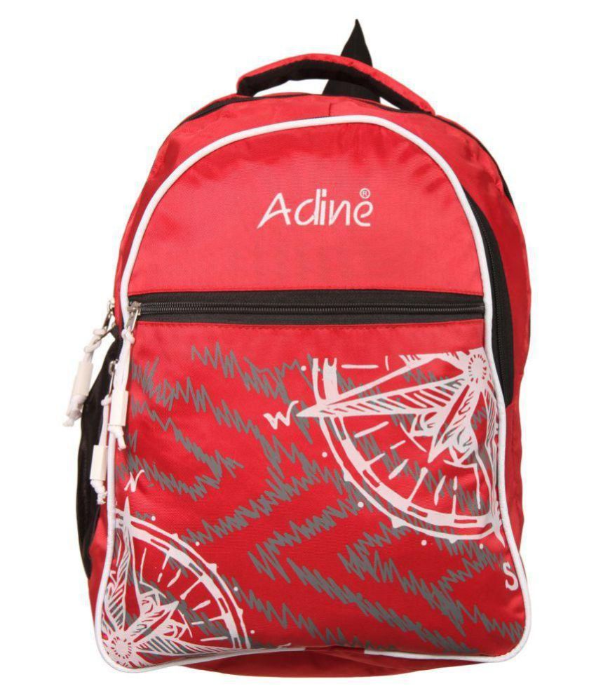 red faux leather backpack