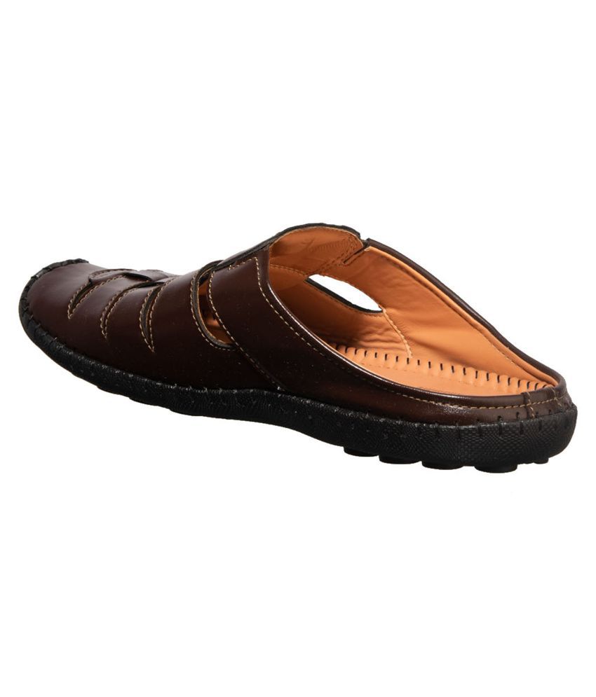 Khadim's Brown Synthetic Leather Sandals Price in India- Buy Khadim's ...