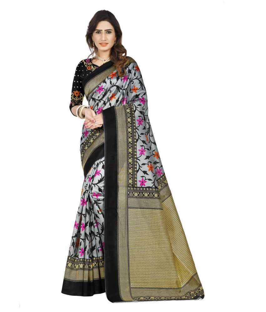     			SVB SAREES Black Art Silk Saree