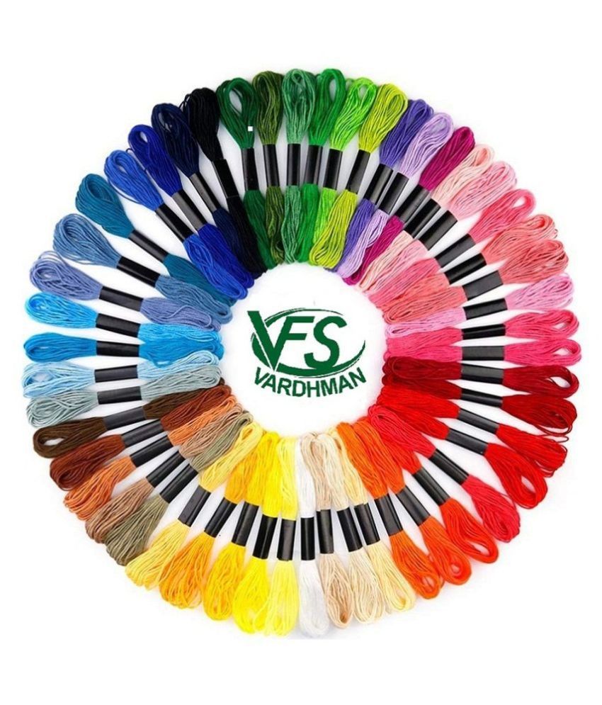     			Vardhman Cross Stich/Long Stich Embroidery Threads, Multicolored Set of 100, 8 Mt Each Skeins