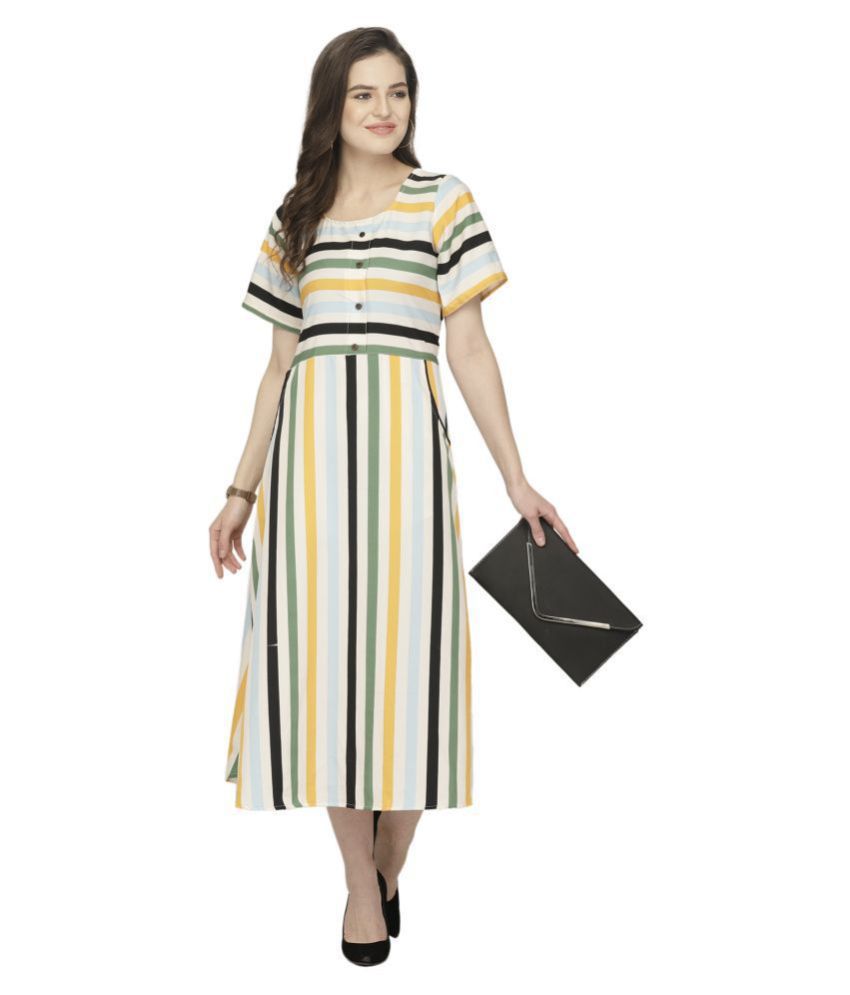 AARSHA Crepe Multi Color A- line Dress