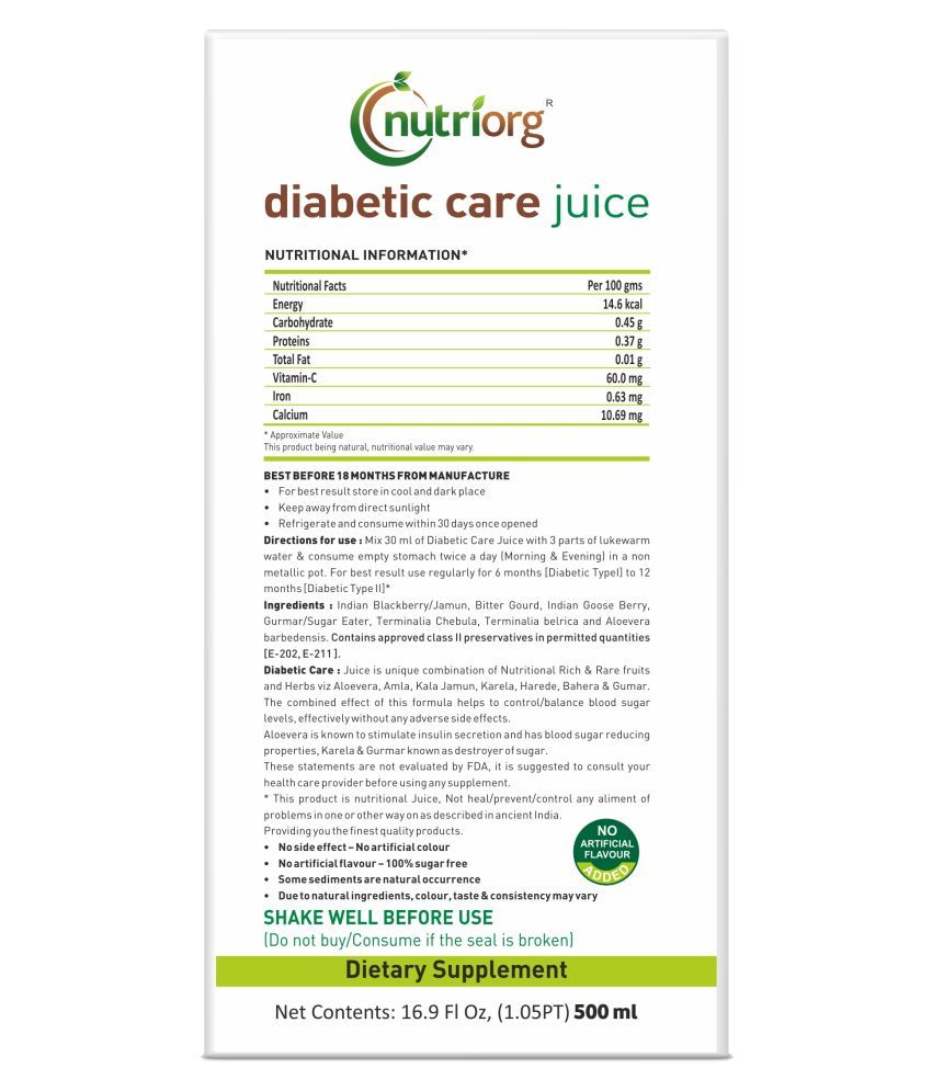 Diabetic Care Vegetable Juice 500 ml Buy Diabetic
