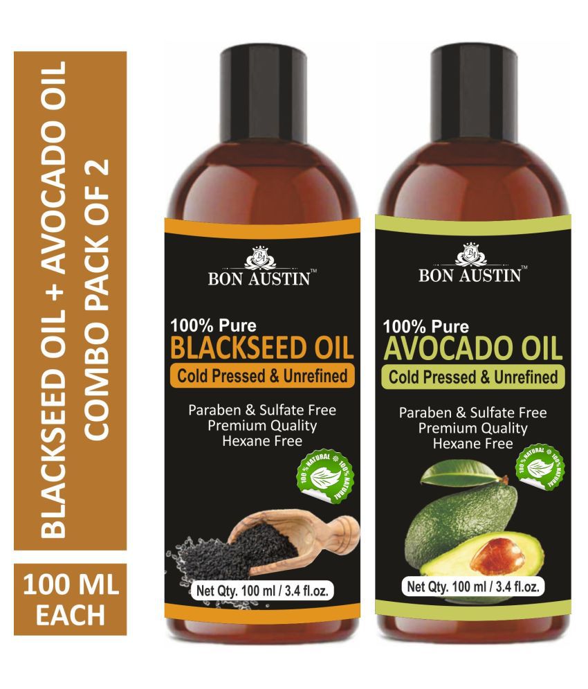     			Bon Austin Premium Blackseed Oil & Avocado Oil - Cold Pressed & Unrefined Combo pack of 2 bottles of 100 ml(200 ml)
