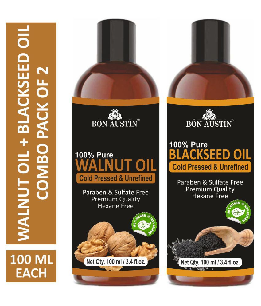     			Bon Austin Premium Walnut Oil & Blackseed(Kalonji) Oil - Cold Pressed & Unrefined Combo pack of 2 bottles of 100 ml(200 ml)