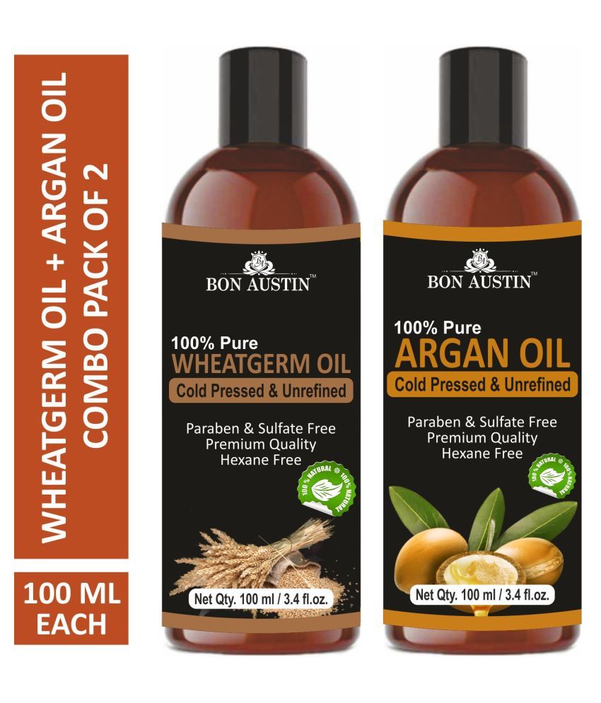     			Bon Austin Premium Wheatgerm Oil & Argan Oil  - Cold Pressed & Unrefined Combo pack of 2 bottles of 100 ml(200 ml)