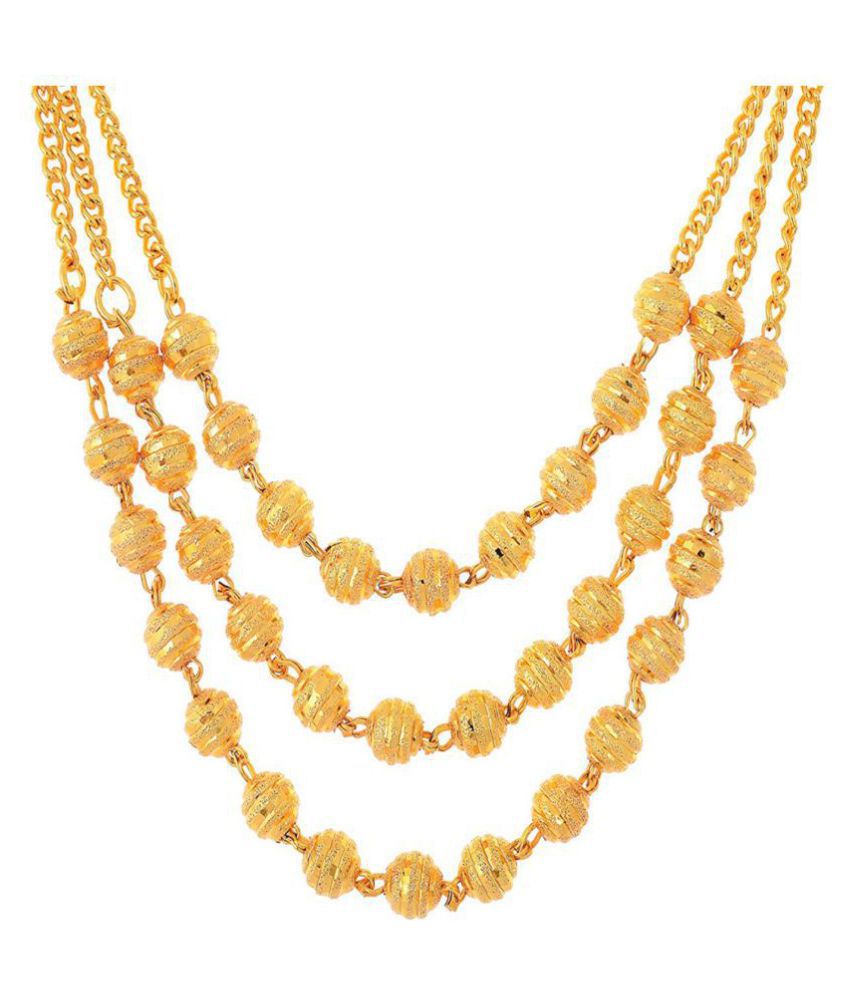     			Jewar Mandi - Gold Brass Necklace ( Pack of 1 )