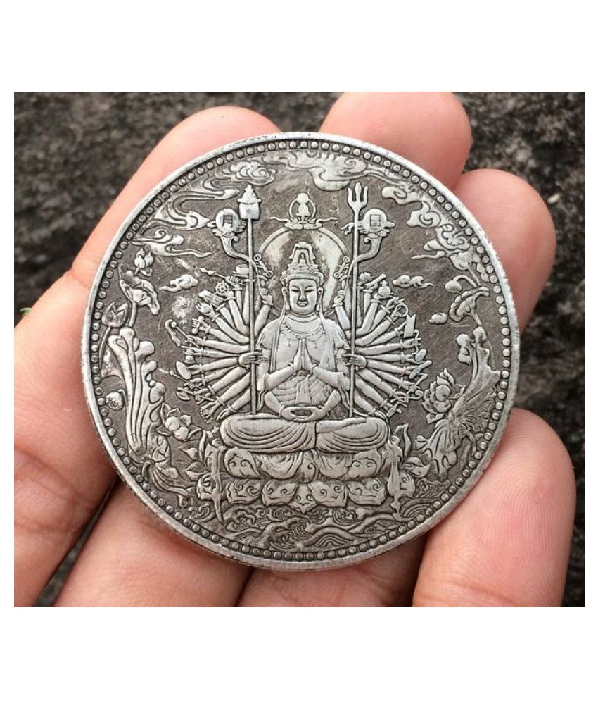     			Amulet Buddha Coin Phra Narayana Guanyin Wealthy Lucky Talisman Collectibles