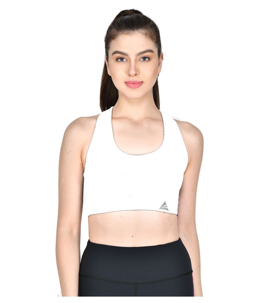     			ACTIWIN White Poly Spandex Solid Sports Bra