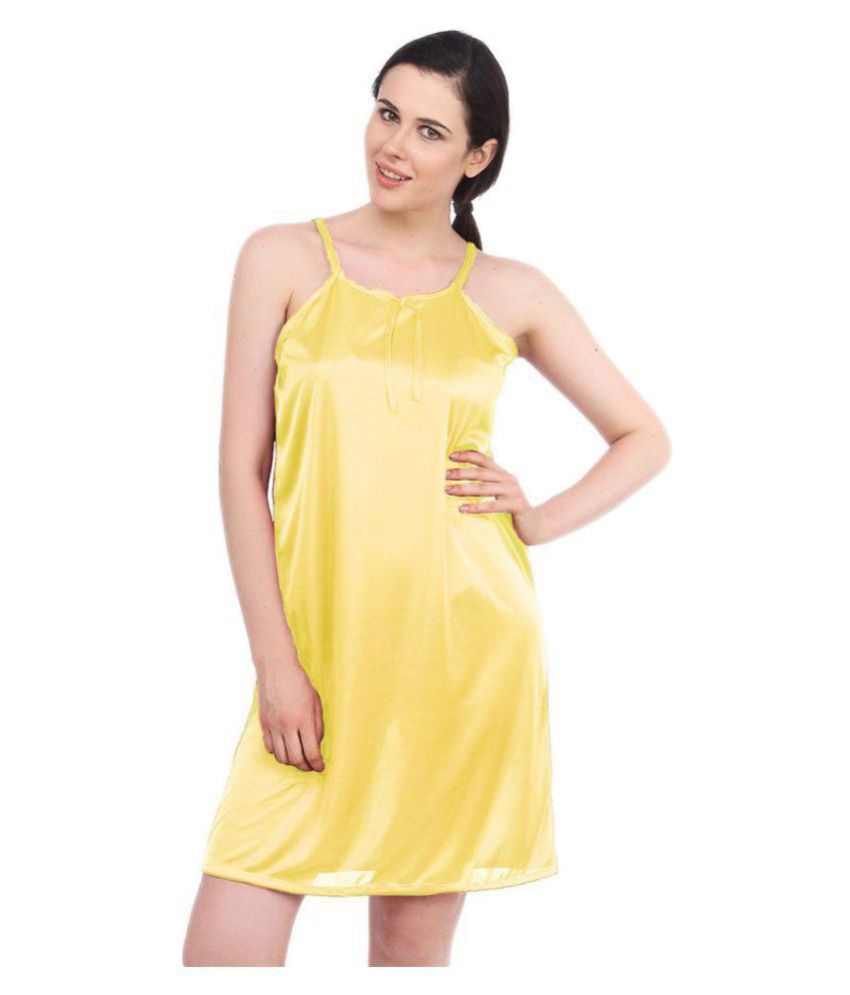    			Fasense Satin Nighty & Night Gowns - Yellow
