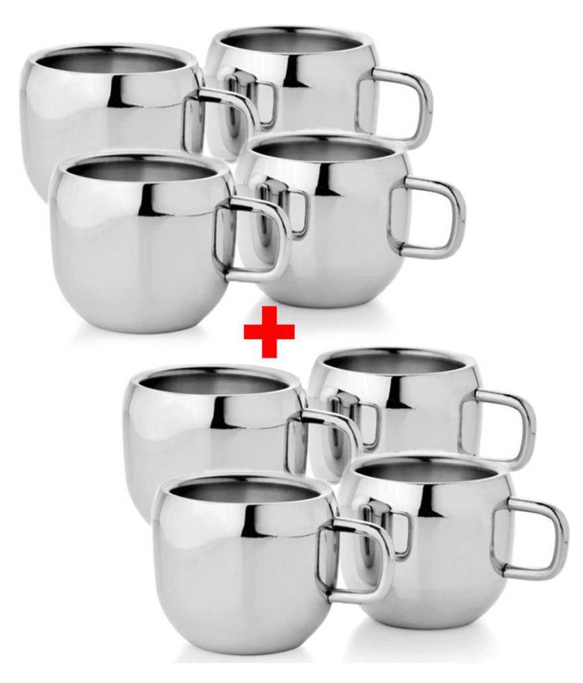 KC Steel Glossy Tea Cup 6 Pcs ml Buy Online at Best Price