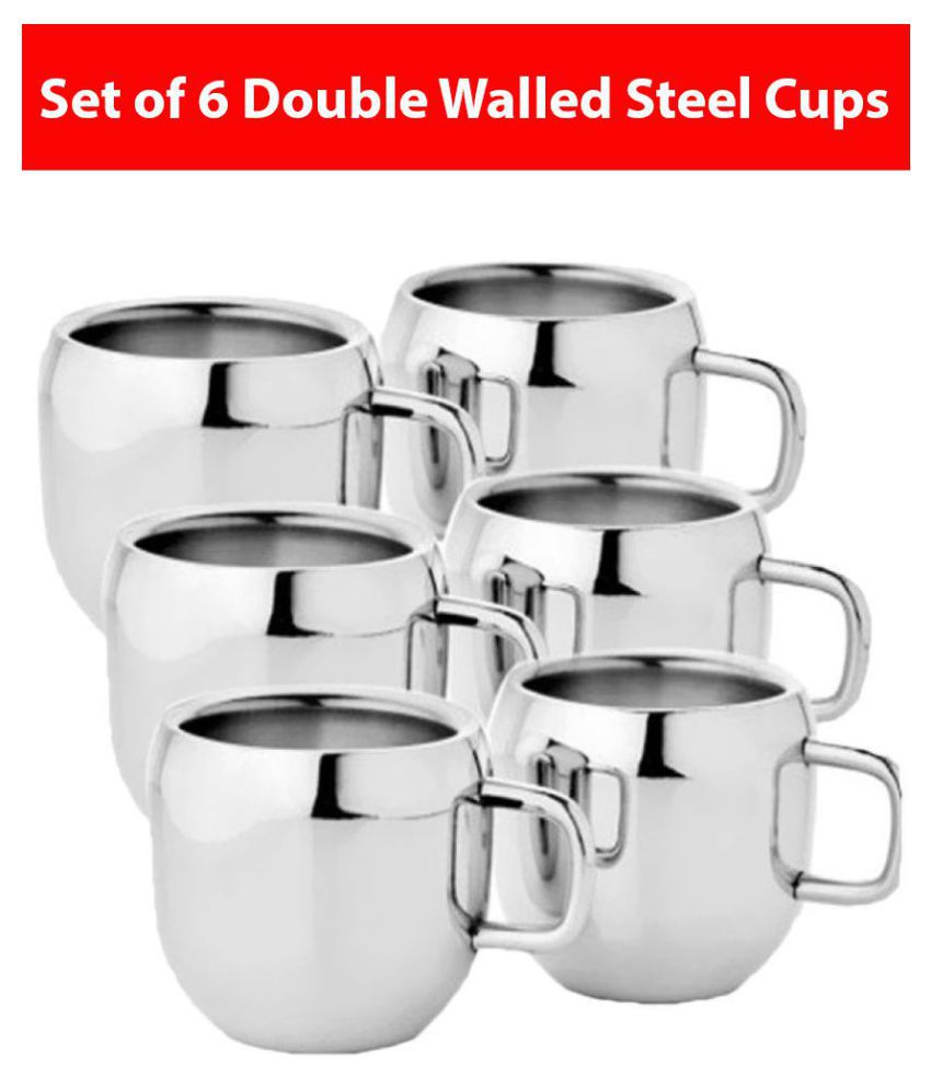     			KC Steel Glossy Tea Cup 6 Pcs ml