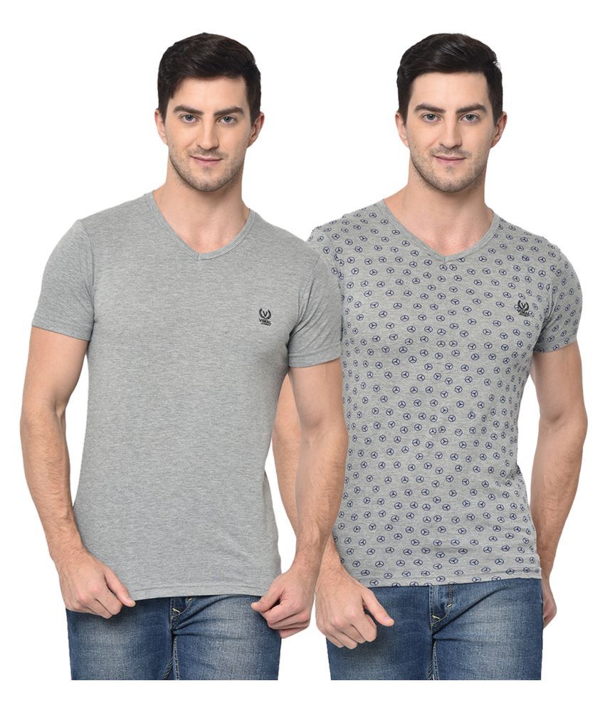     			Vimal Jonney Cotton Multi Solids T-Shirt