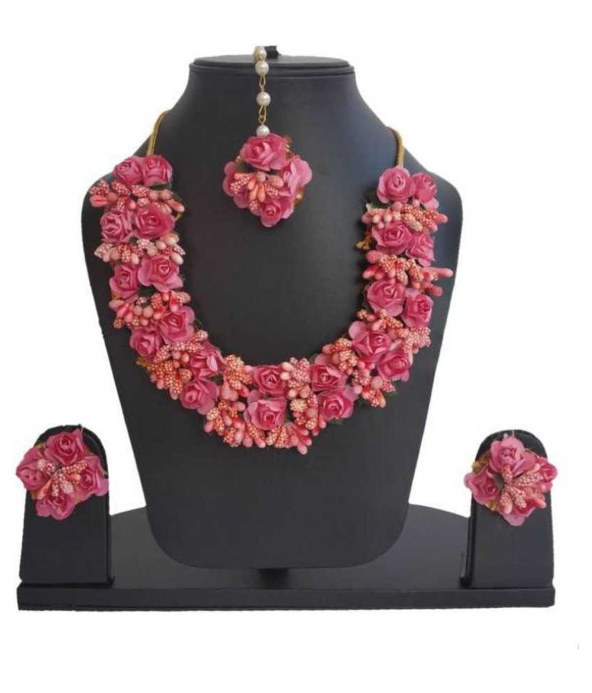 LAMANSH Flower Jewellery Set For Haldi,Mehendi Artificial Floral Jewelry Set For Women Bridal