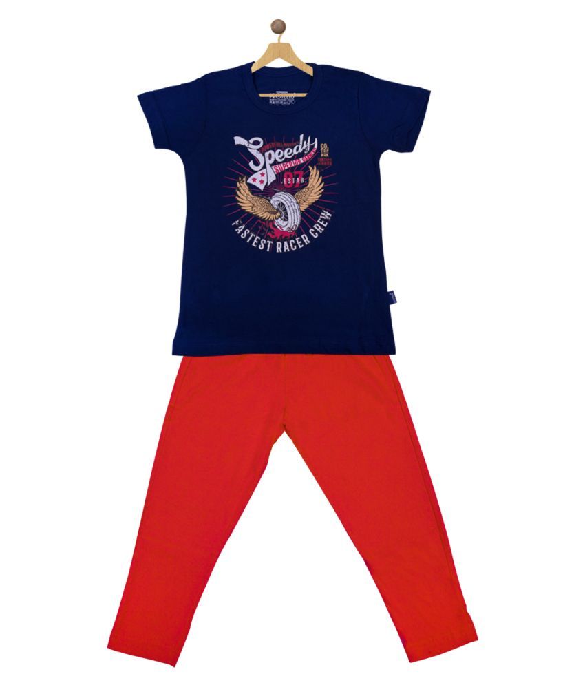     			Proteens Boys Short Sleeves Navy & Red Top & Bottom Set