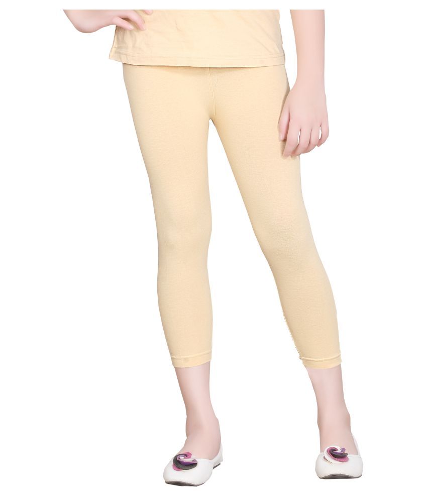     			Sinimini - Beige Cotton Blend Girls Capris ( Pack of 1 )