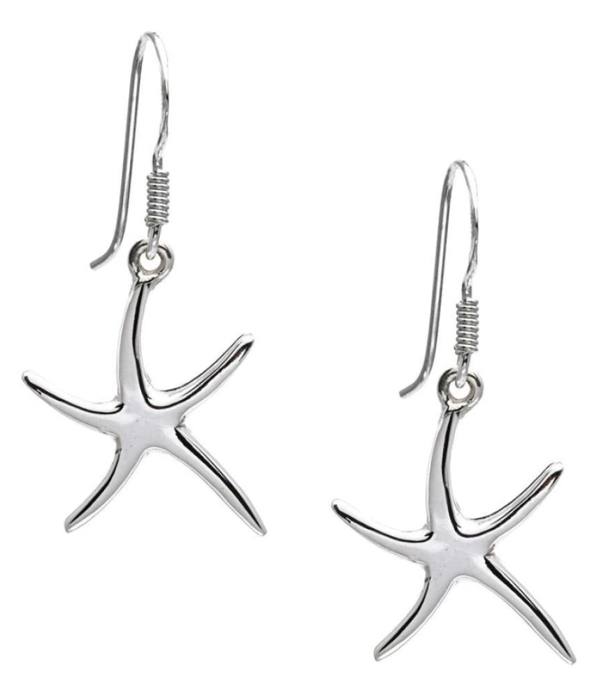 SayCute 925 Silver Starfish Dangle Hoop Earring Wedding Earrings