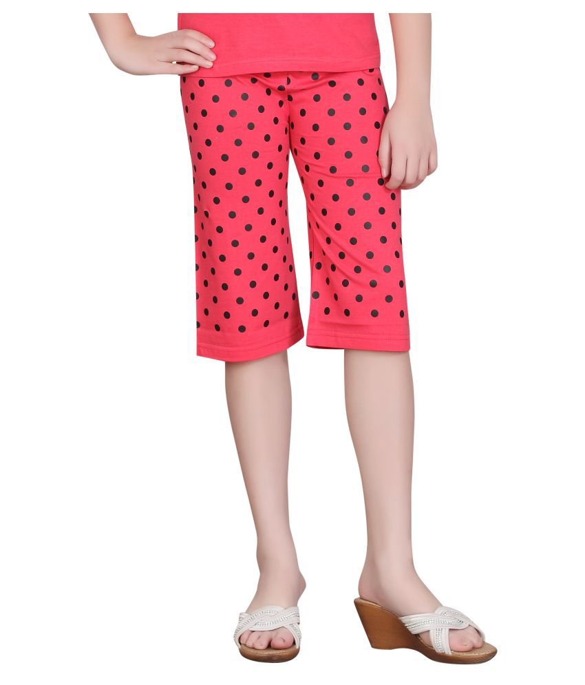     			Sinimini Pack of 1 Girls Cotton Capris ( Red )