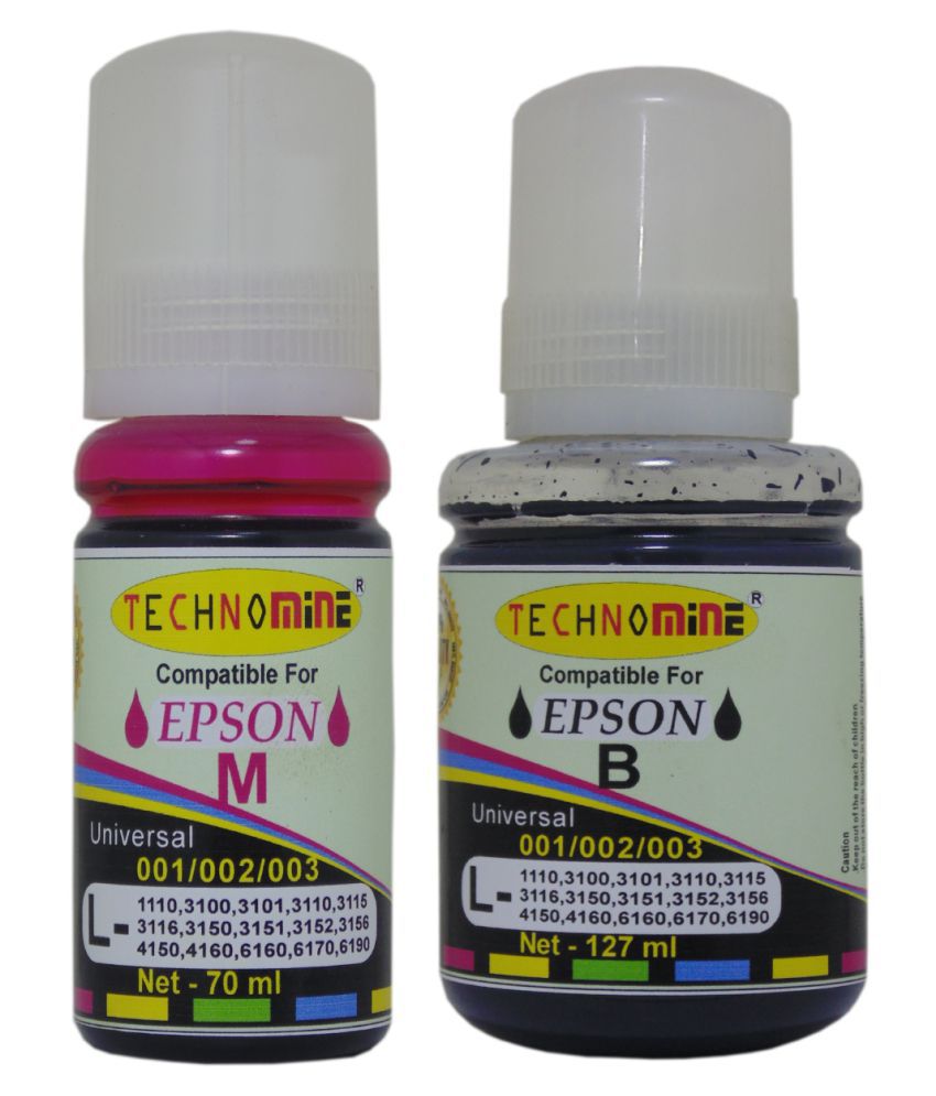 Technomine Epson 3116,6170,6190 Magenta Pack of 2 Ink bottle for Epson Eco Tank  L1110/L3100/L3101/L3110/L3115/L3116/L3150/L3152/L3156/L4150/L4160/L5190/L6160/