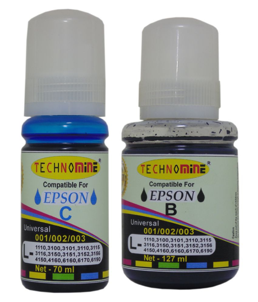 Technomine Epson 3150,3115,6170 Cycan Pack of 2 Ink bottle for Epson  001,002,003, L1110/L3100/L3101/L3110/L3115/L3116/L3150/L3152/L3156/L4150/L4160/L5190/L6160/