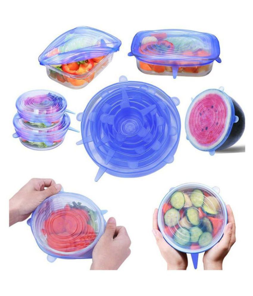     			Rangwell Set of 6 Pcs Silicone Stretch Lids - Food Fresh Saver Cover, Freezable, Microwavable Cover Stretchable Covers