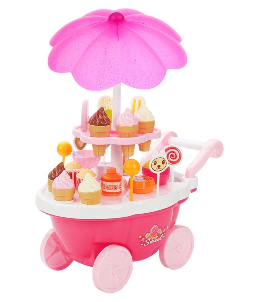 39pcs Ice Cream & Sweets Cart Childrens Kids Pretend Play Toy Food Play