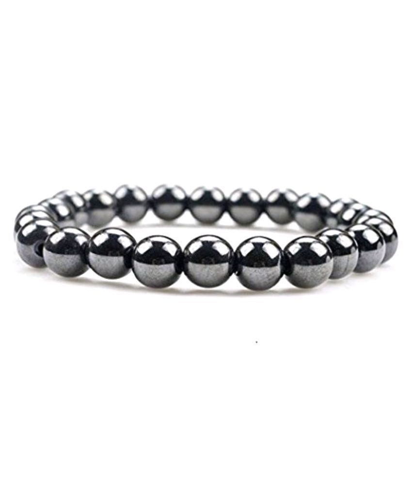 Edmiria Magnetic Hematite 8mm Beads Stones Stretchable Bracelet For