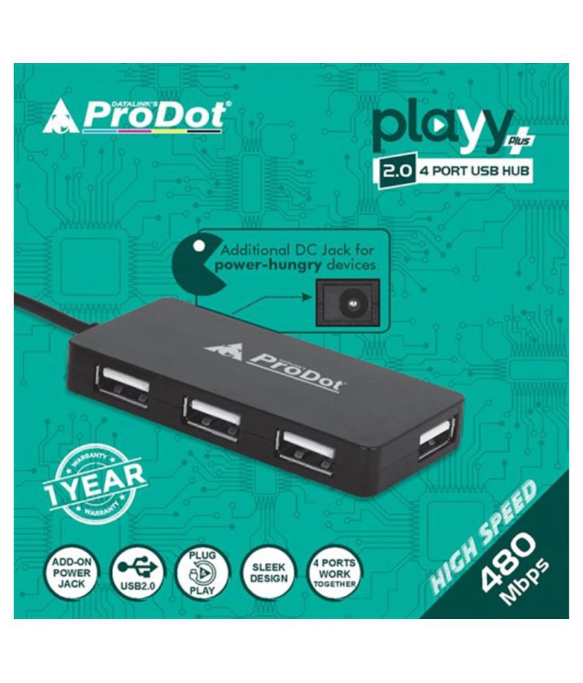 ProDot 4 port USB Hub with Additional DC Jack