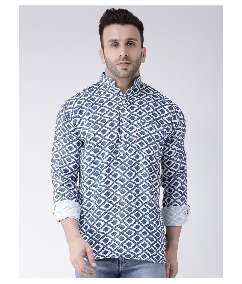     			Hangup - Blue Cotton Men's Shirt Style Kurta ( Pack of 1 )